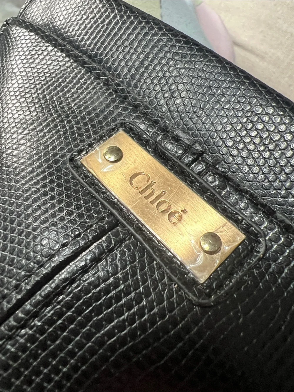 Chloe Black Flat Leather Flap Clutch Pouch